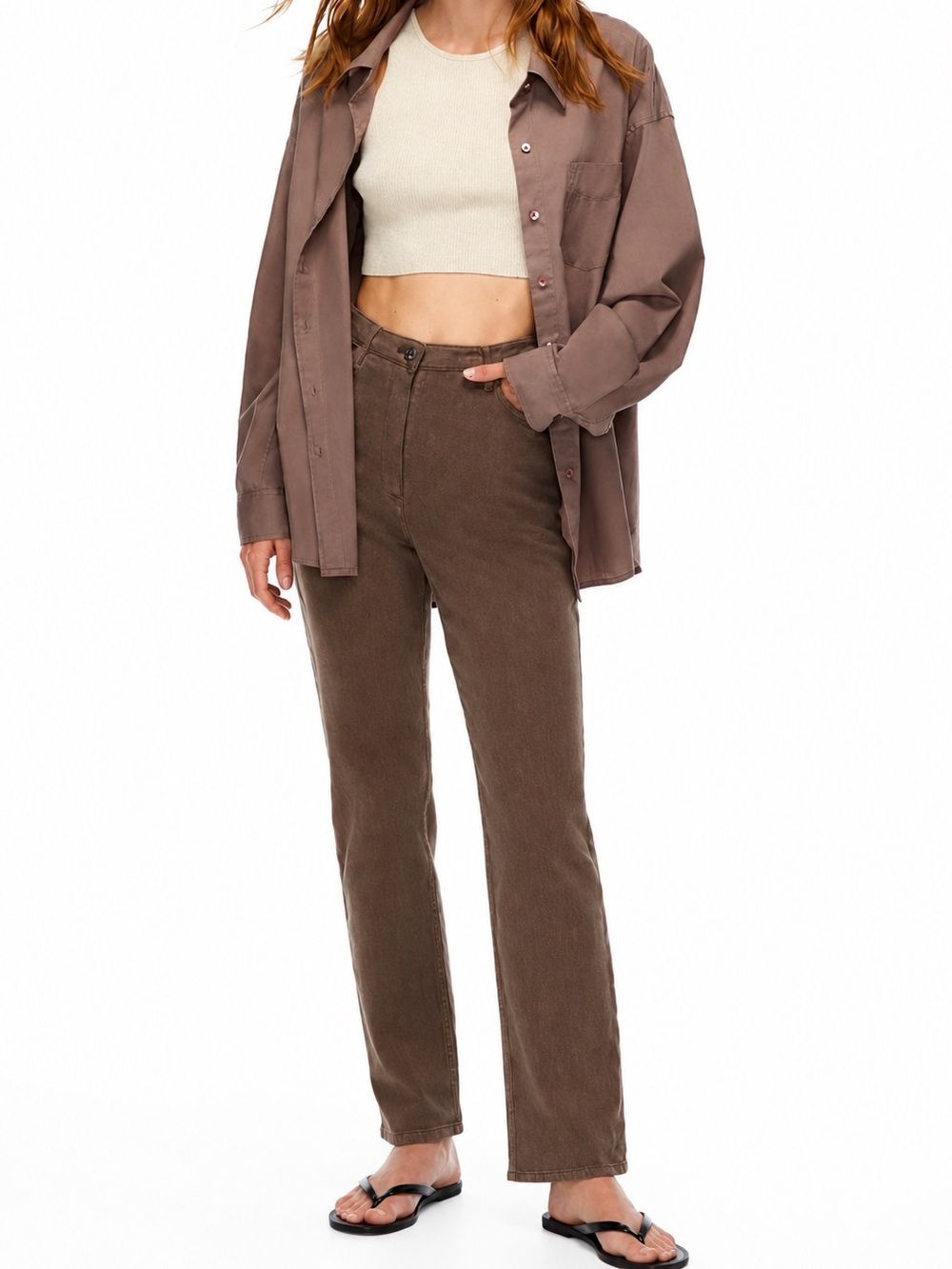 Wilfred Free Melina Pant Aritzia Brown Jean Twill Women’s Sz. 4